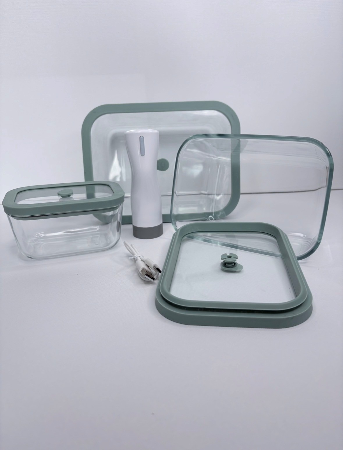 Glas – Vakuumbehälter Set mit elektrischer Pumpe EP 30