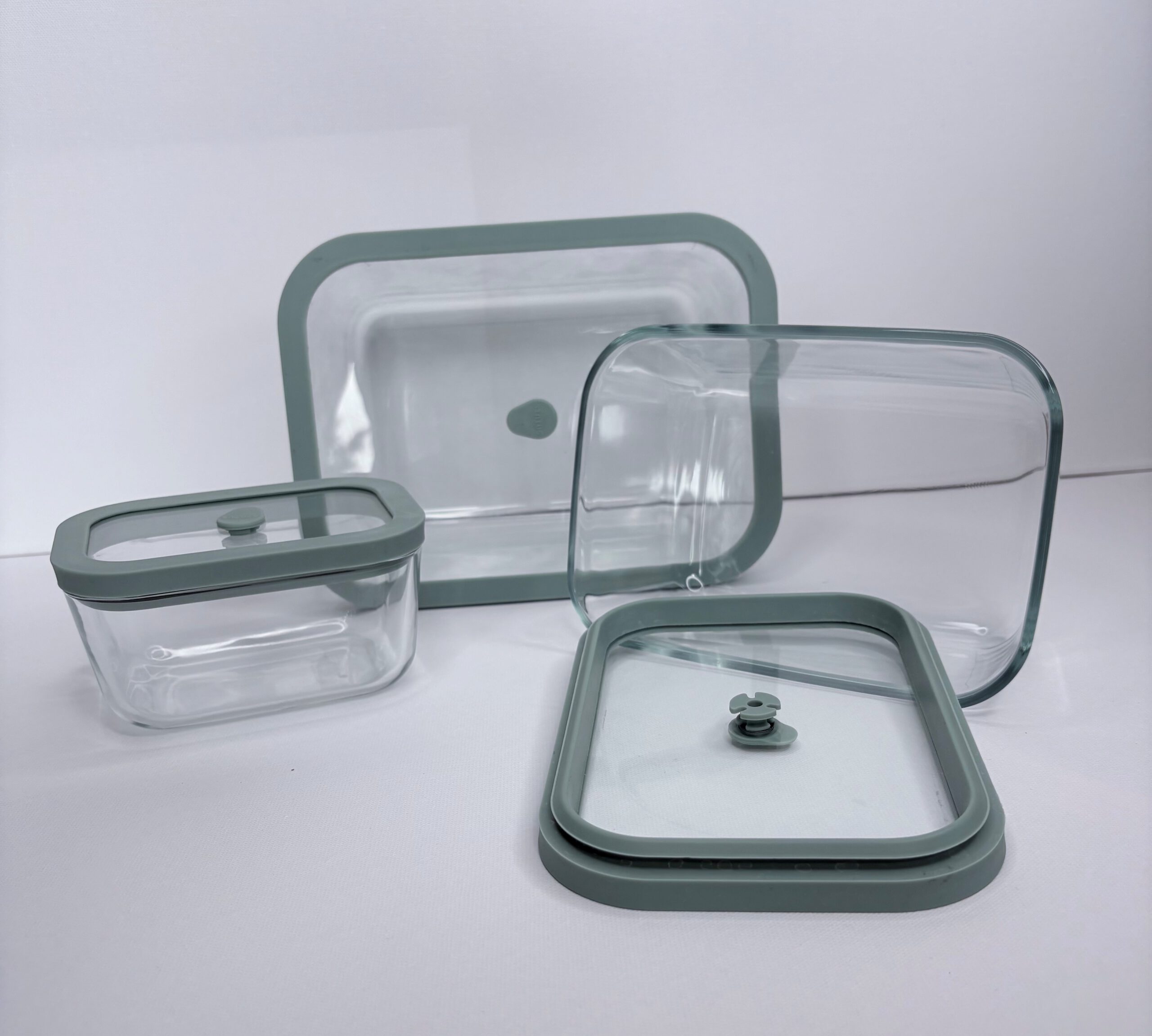 Glas- Vakuumbehälter als Set in Mintrgtün